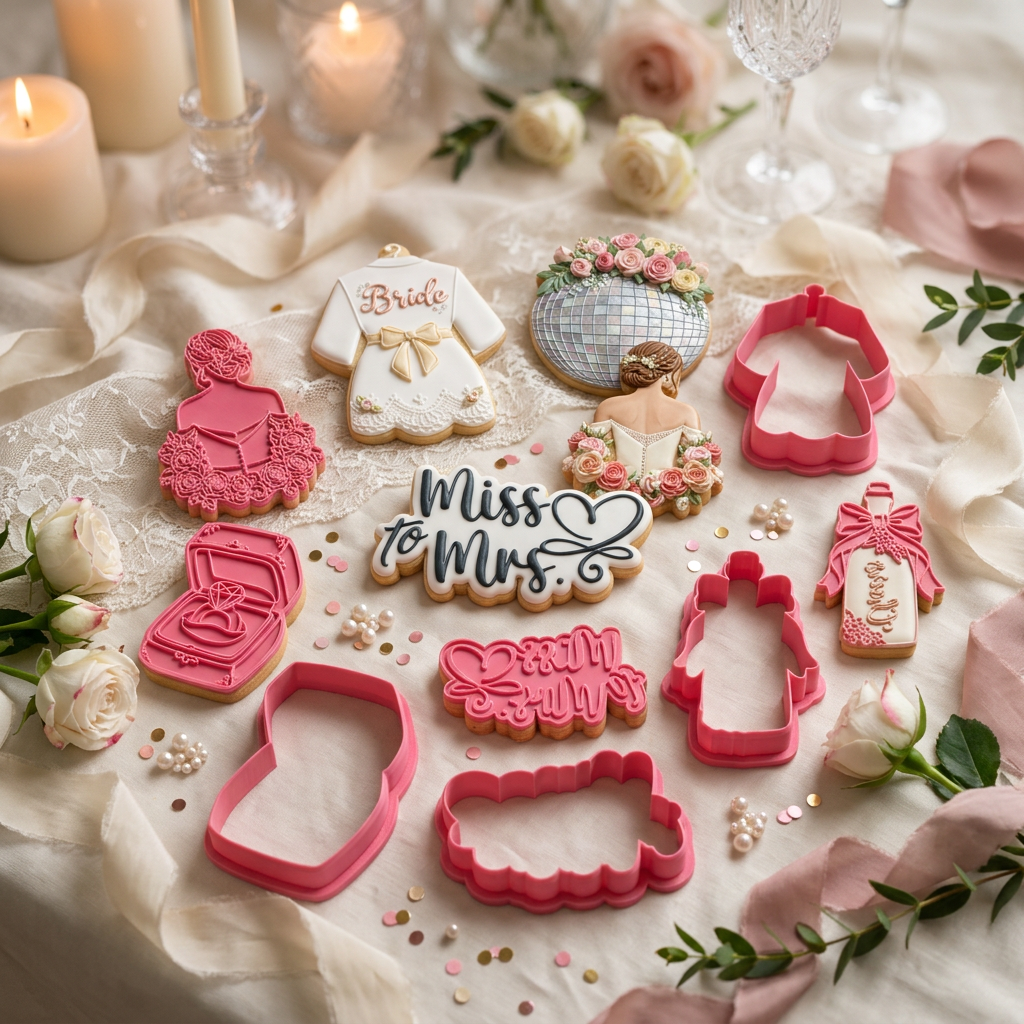 ⭐ Petals & Promises Cookie Cutters & Stamps – Modern Bridal Collection