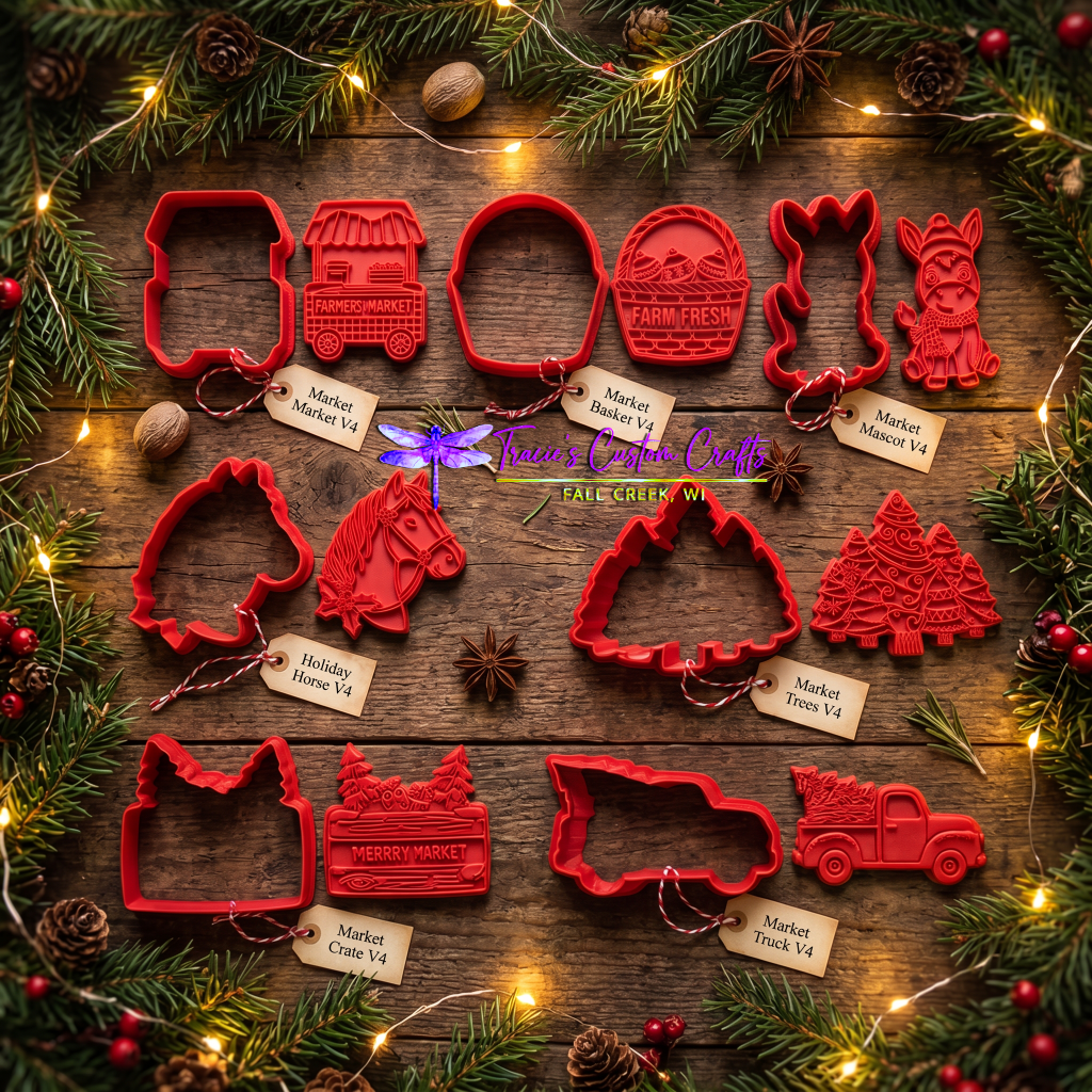 Barnyard Christmas - Merry Market Cookie Cutter & Stamp Set - A Rustic Holiday Collection