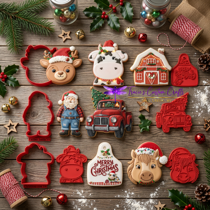 Barnyard Christmas -  Santa's Pets Cookie Cutter & Stamp Set - A Rustic Holiday Collection