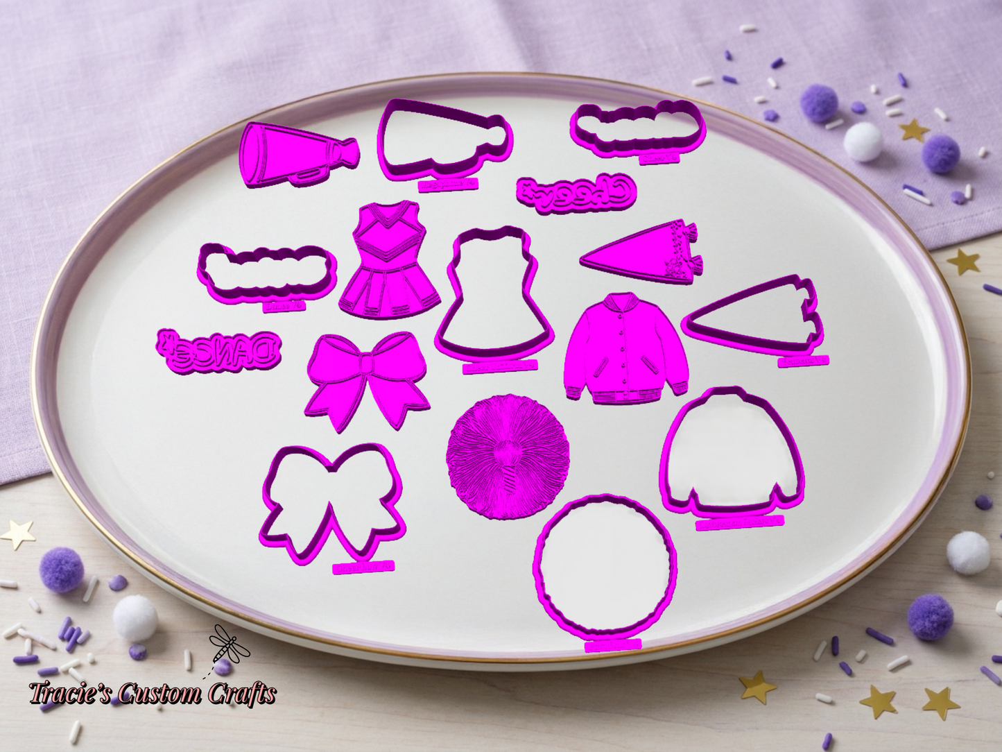 Customizable School Spirit Cookie Cutter Collection | Cheer & Dance Baking Designs