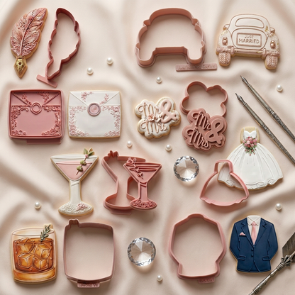 Cheers to Love Cutter & Stamp Collection - A Modern Bridal Collection