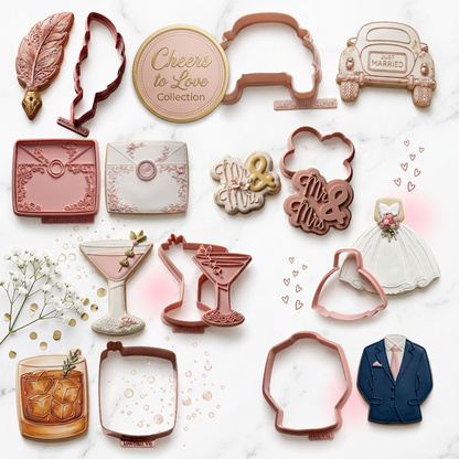 Cheers to Love Cutter & Stamp Collection - A Modern Bridal Collection