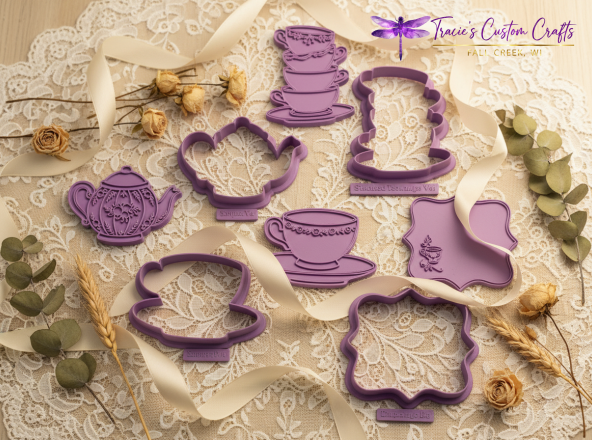 ⭐ Sweet Tea Time Cookie Cutters & Stamps – Charming Tea Party Collection