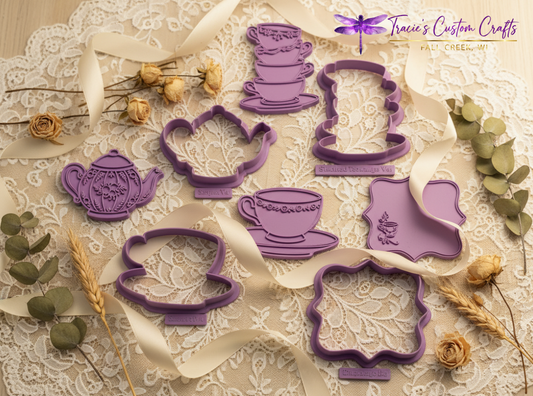 ⭐ Sweet Tea Time Cookie Cutters & Stamps – Charming Tea Party Collection