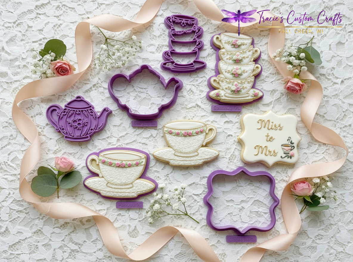 ⭐ Sweet Tea Time Cookie Cutters & Stamps – Charming Tea Party Collection