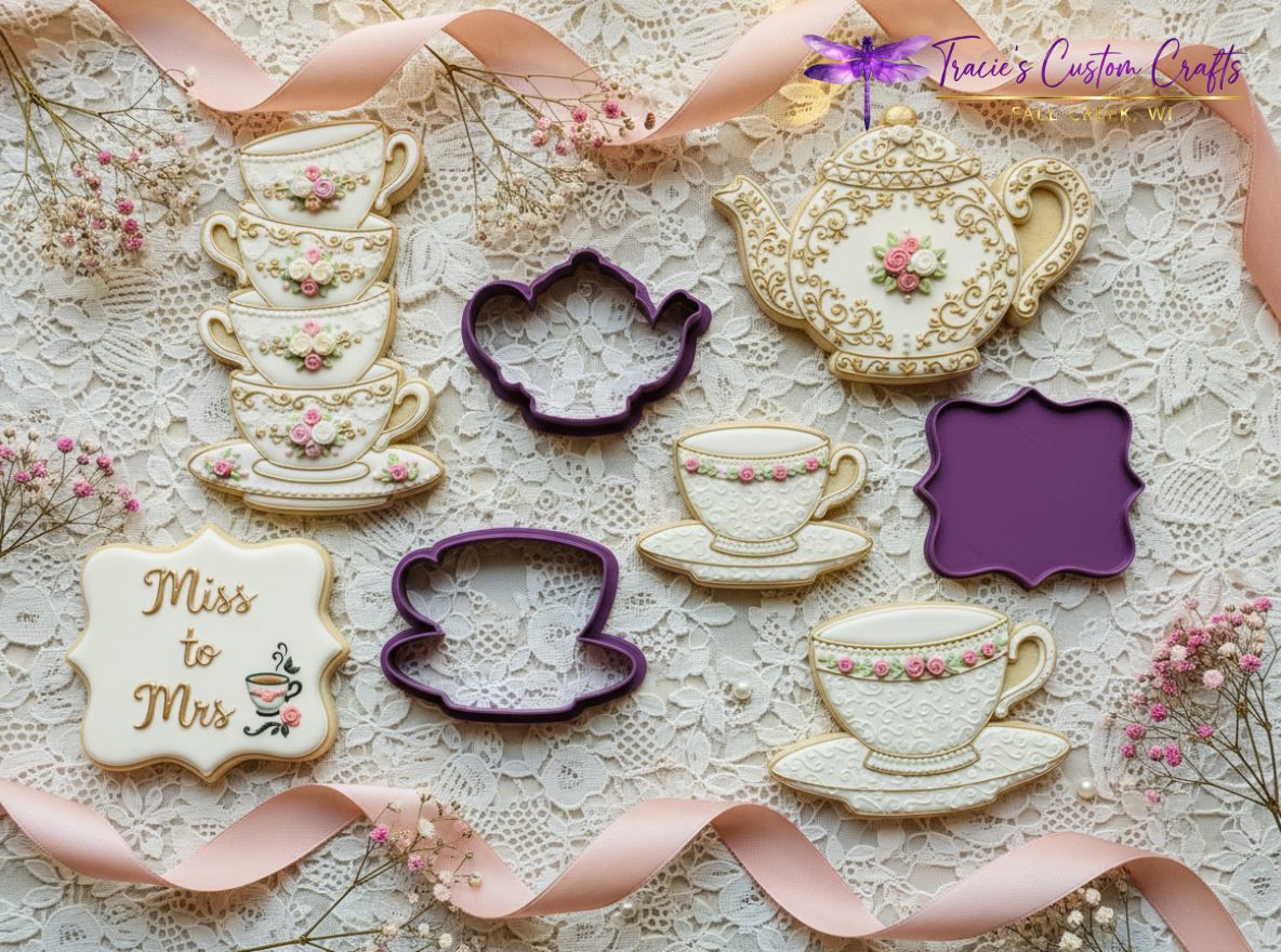⭐ Sweet Tea Time Cookie Cutters & Stamps – Charming Tea Party Collection