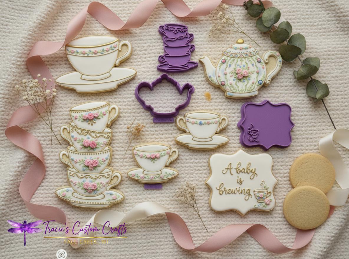 ⭐ Sweet Tea Time Cookie Cutters & Stamps – Charming Tea Party Collection