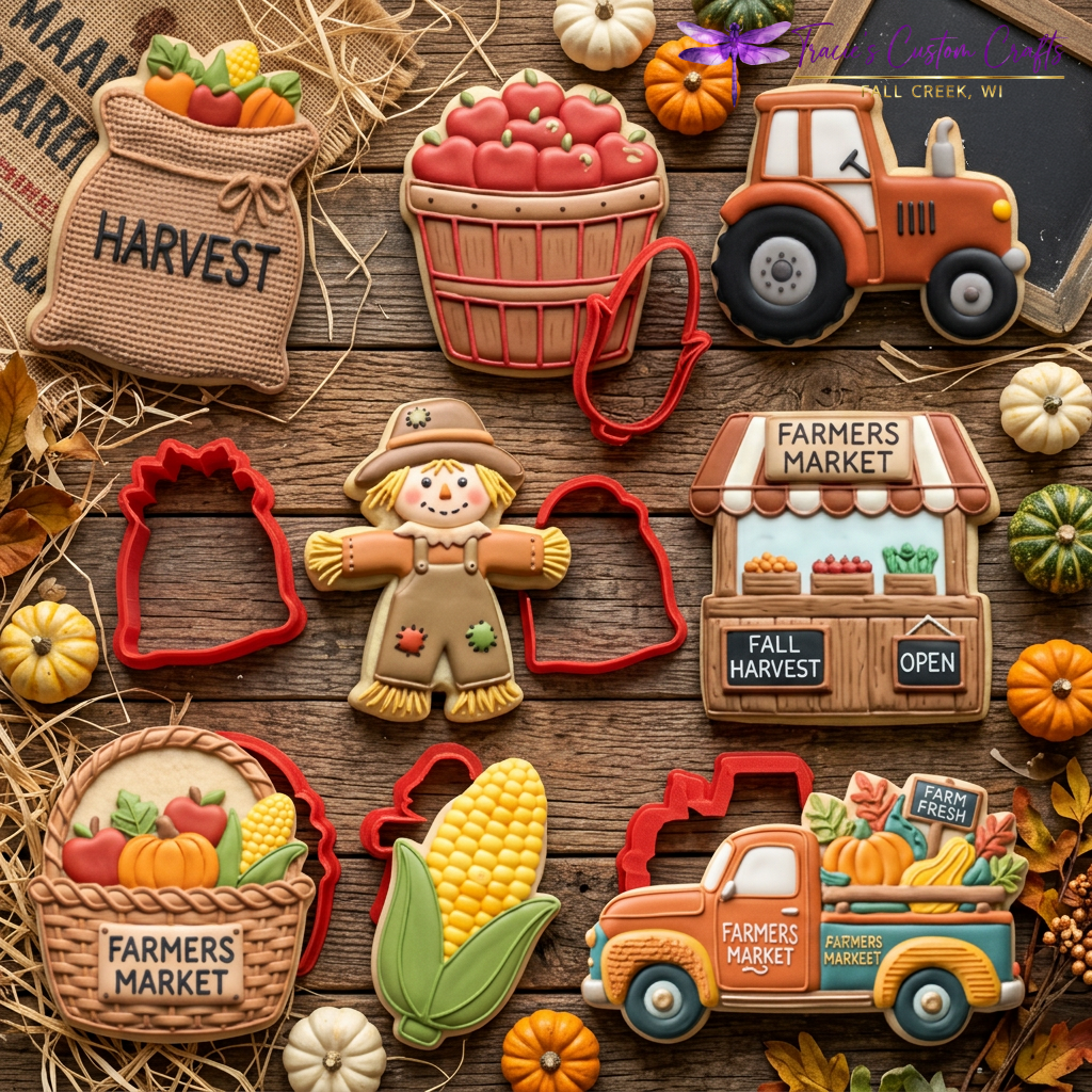 Fall Farmers Market Cookie Cutter Collection – Pumpkins, Apples, Leaves & Harvest Designs