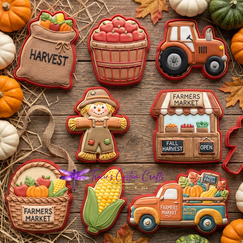 Fall Farmers Market Cookie Cutter Collection – Pumpkins, Apples, Leaves & Harvest Designs
