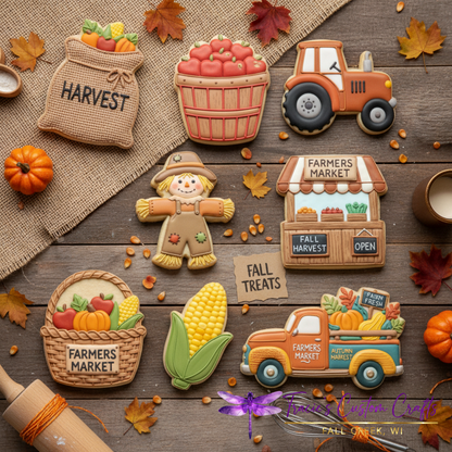 Fall Farmers Market Cookie Cutter Collection – Pumpkins, Apples, Leaves & Harvest Designs