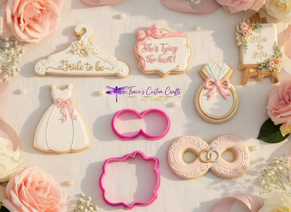⭐ She’s Tying the Knot Cookie Cutters & Stamps – Modern Bridal Shower Collection