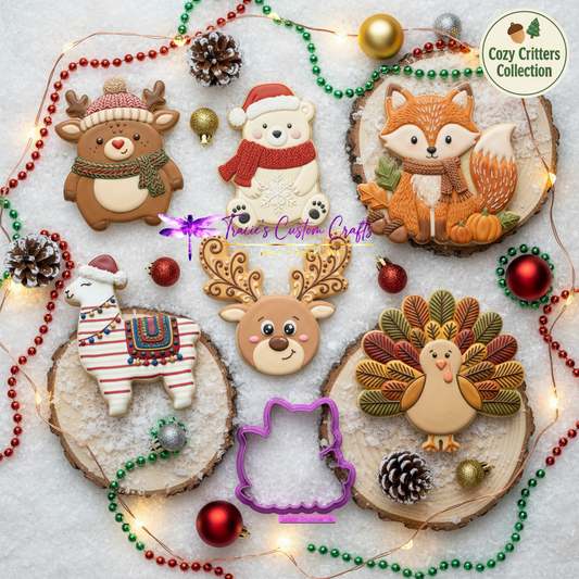⭐ Cozy Critters Holiday Cookie Cutters & Stamps – Woodland Christmas Collection