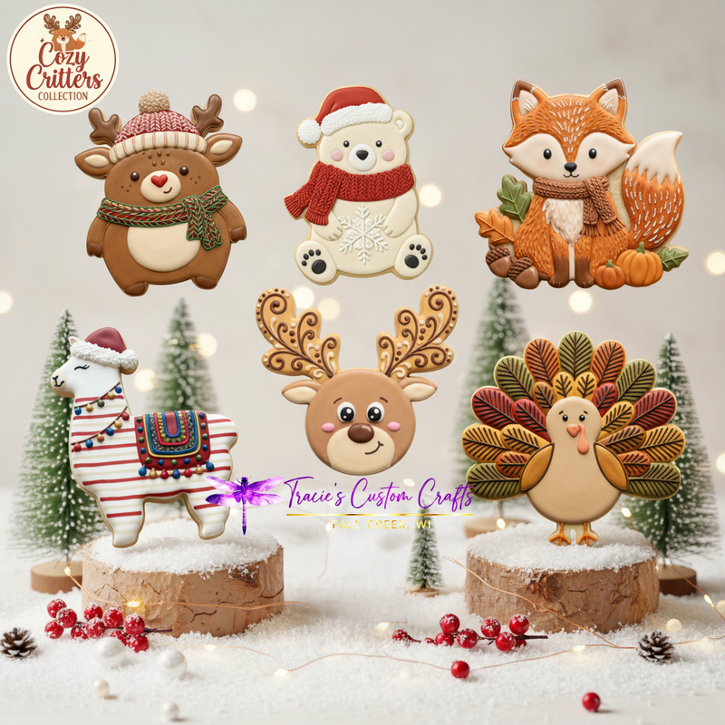 ⭐ Cozy Critters Holiday Cookie Cutters & Stamps – Woodland Christmas Collection