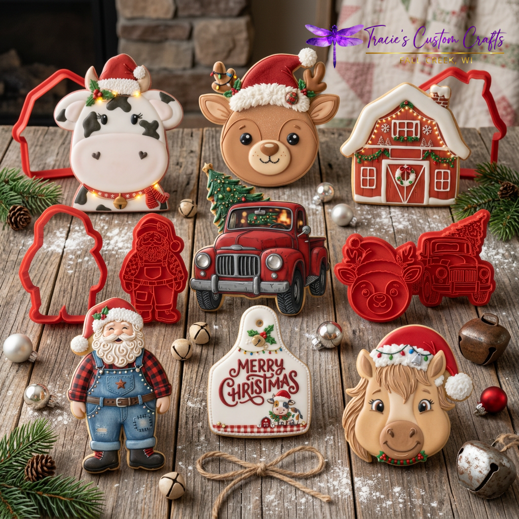 Barnyard Christmas -  Santa's Pets Cookie Cutter & Stamp Set - A Rustic Holiday Collection