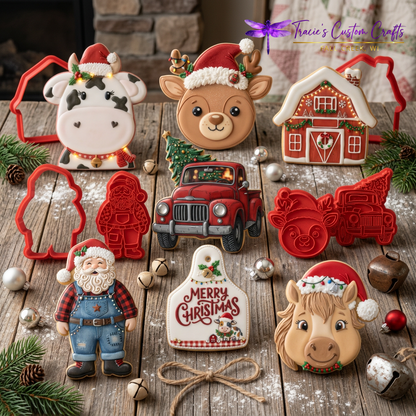 Barnyard Christmas -  Santa's Pets Cookie Cutter & Stamp Set - A Rustic Holiday Collection