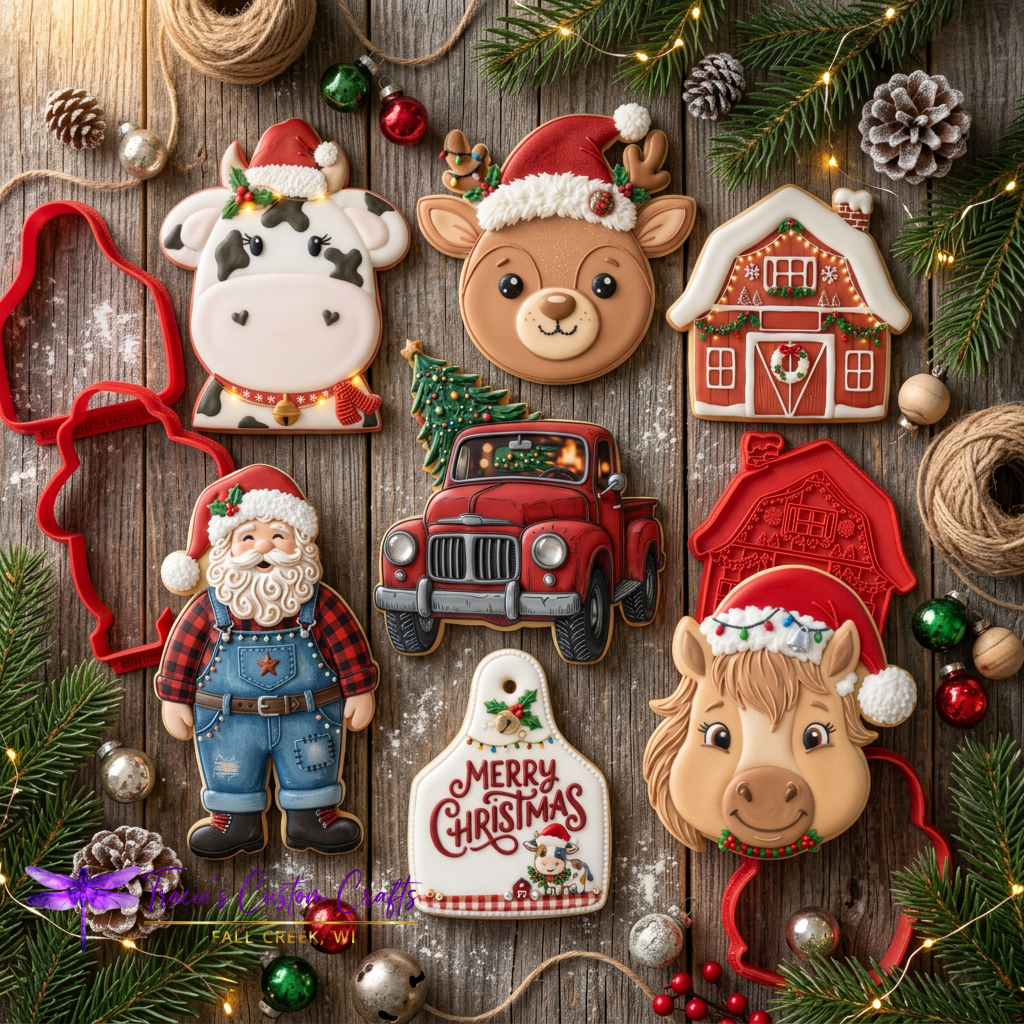 Barnyard Christmas -  Santa's Pets Cookie Cutter & Stamp Set - A Rustic Holiday Collection