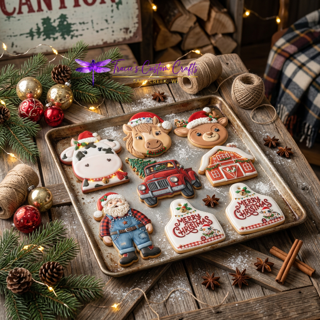 Barnyard Christmas -  Santa's Pets Cookie Cutter & Stamp Set - A Rustic Holiday Collection