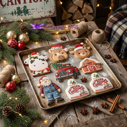 Barnyard Christmas -  Santa's Pets Cookie Cutter & Stamp Set - A Rustic Holiday Collection