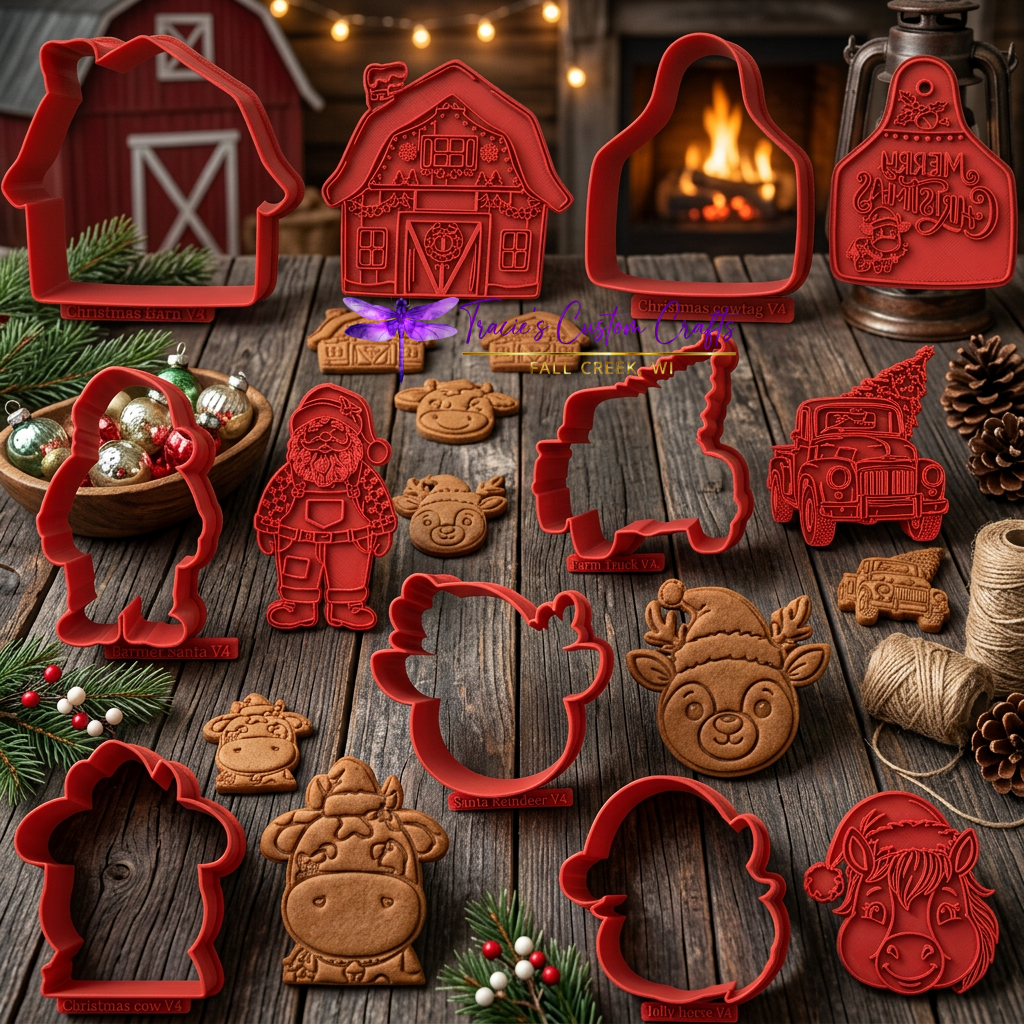 Barnyard Christmas -  Santa's Pets Cookie Cutter & Stamp Set - A Rustic Holiday Collection