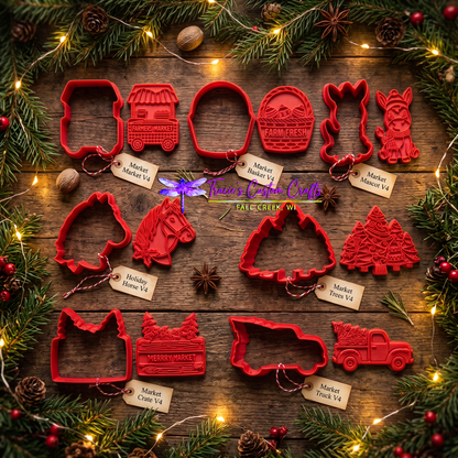 Barnyard Christmas -  Merry Market Cookie Cutter & Stamp Set - A Rustic Holiday Collection