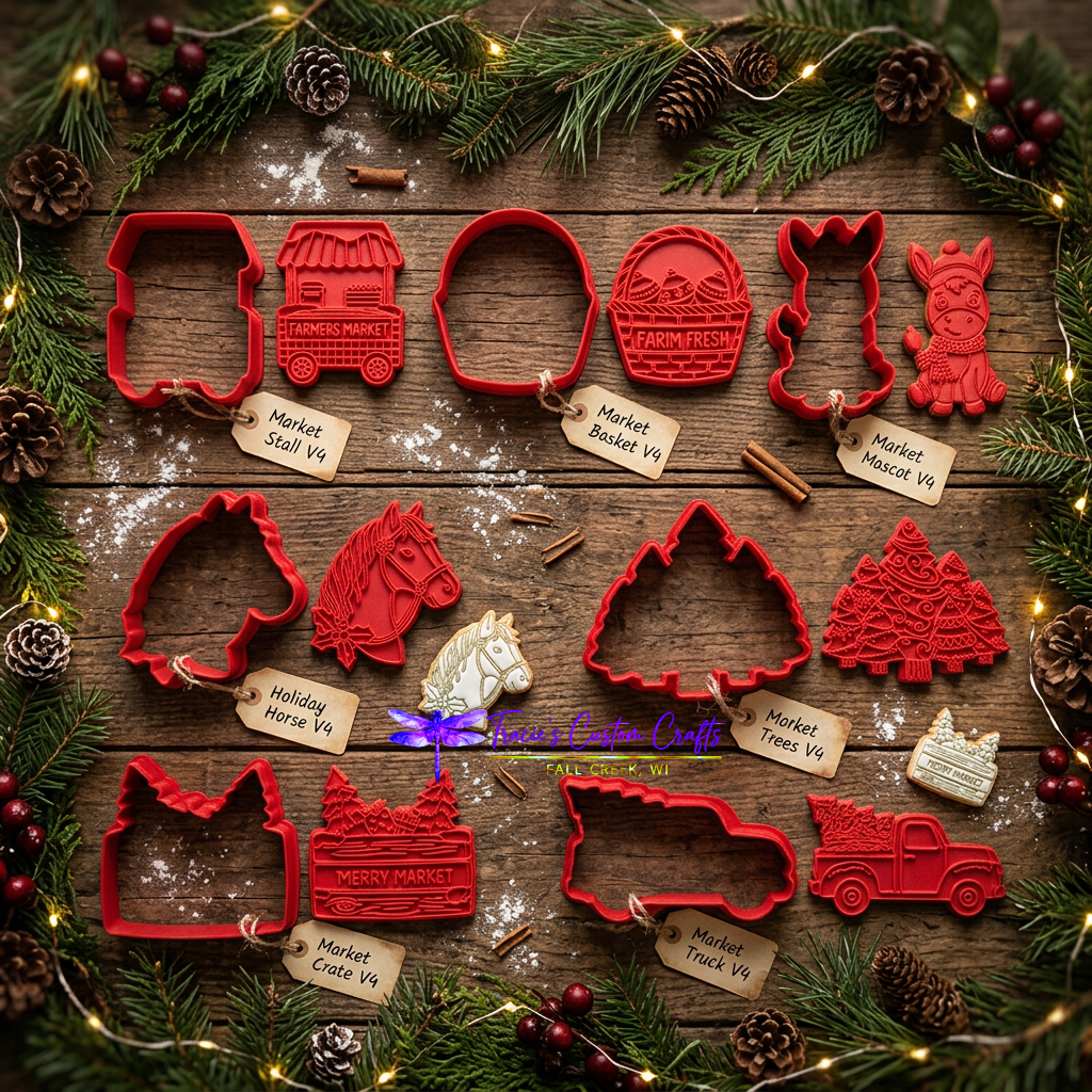 Barnyard Christmas -  Merry Market Cookie Cutter & Stamp Set - A Rustic Holiday Collection