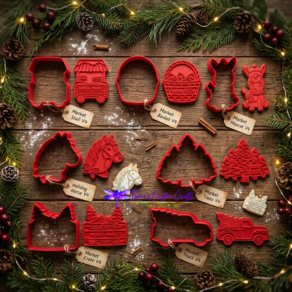 Barnyard Christmas -  Merry Market Cookie Cutter & Stamp Set - A Rustic Holiday Collection