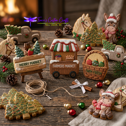 Barnyard Christmas -  Merry Market Cookie Cutter & Stamp Set - A Rustic Holiday Collection