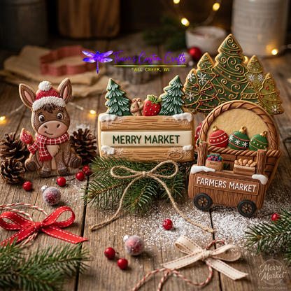 Barnyard Christmas -  Merry Market Cookie Cutter & Stamp Set - A Rustic Holiday Collection