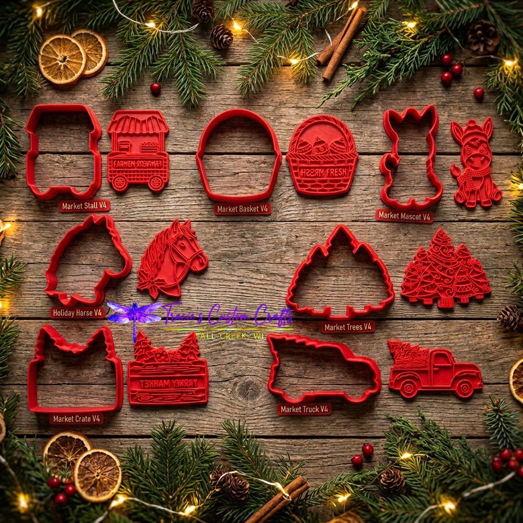 Barnyard Christmas -  Merry Market Cookie Cutter & Stamp Set - A Rustic Holiday Collection