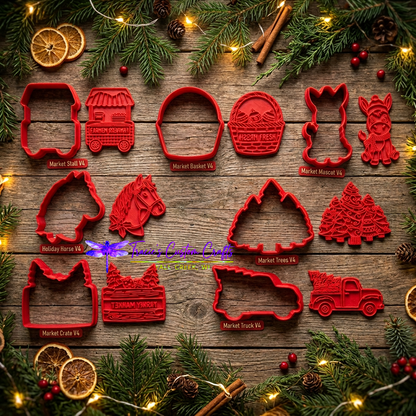 Barnyard Christmas -  Merry Market Cookie Cutter & Stamp Set - A Rustic Holiday Collection