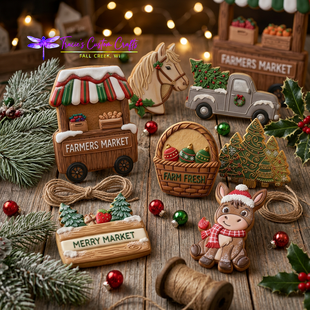 Barnyard Christmas -  Merry Market Cookie Cutter & Stamp Set - A Rustic Holiday Collection