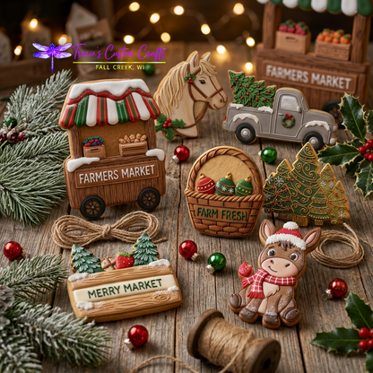 Barnyard Christmas -  Merry Market Cookie Cutter & Stamp Set - A Rustic Holiday Collection