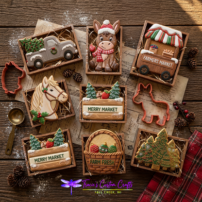 Barnyard Christmas -  Merry Market Cookie Cutter & Stamp Set - A Rustic Holiday Collection
