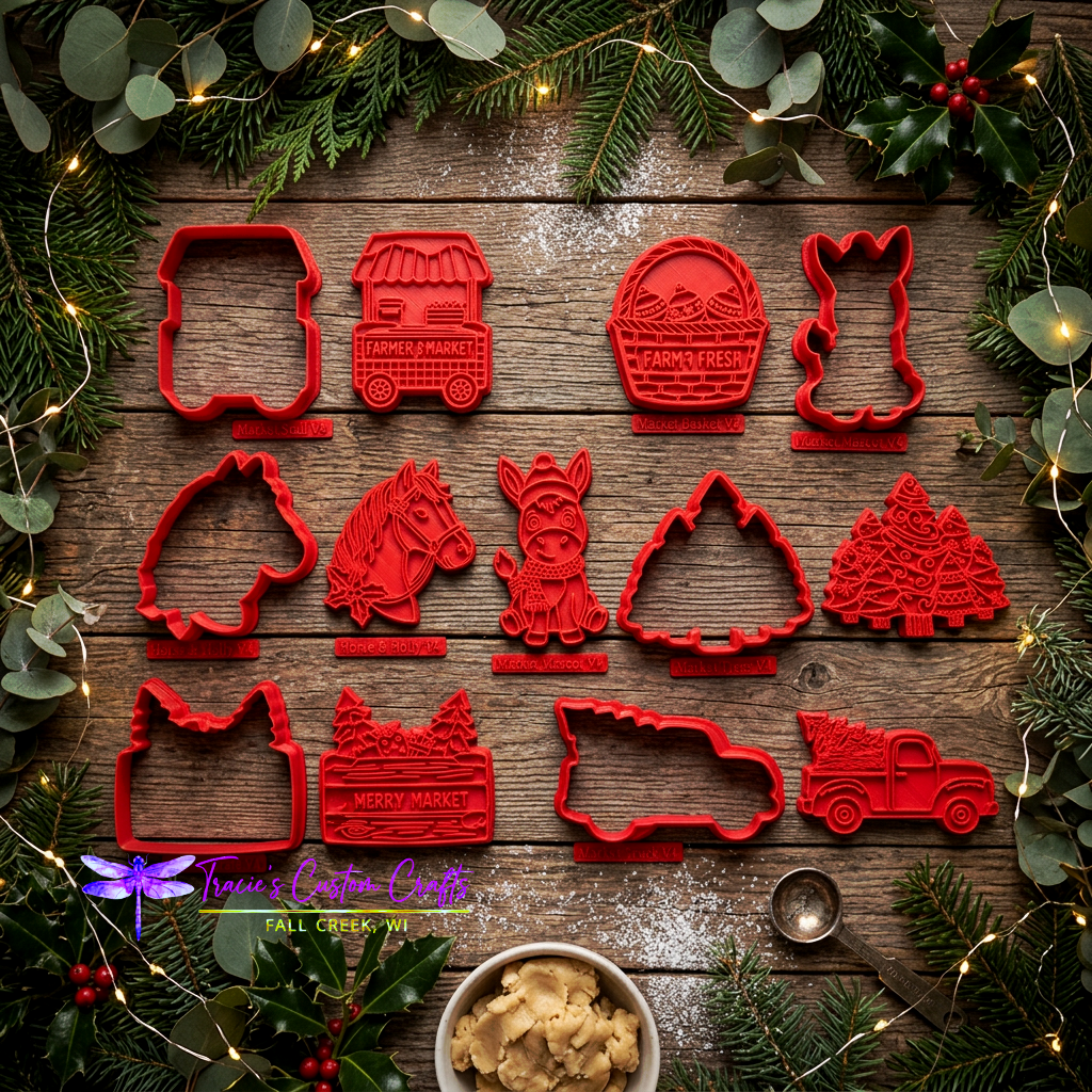 Barnyard Christmas -  Merry Market Cookie Cutter & Stamp Set - A Rustic Holiday Collection
