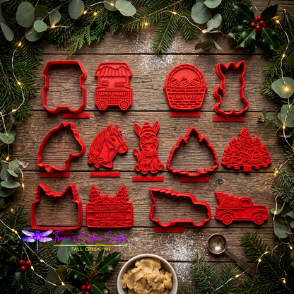 Barnyard Christmas -  Merry Market Cookie Cutter & Stamp Set - A Rustic Holiday Collection