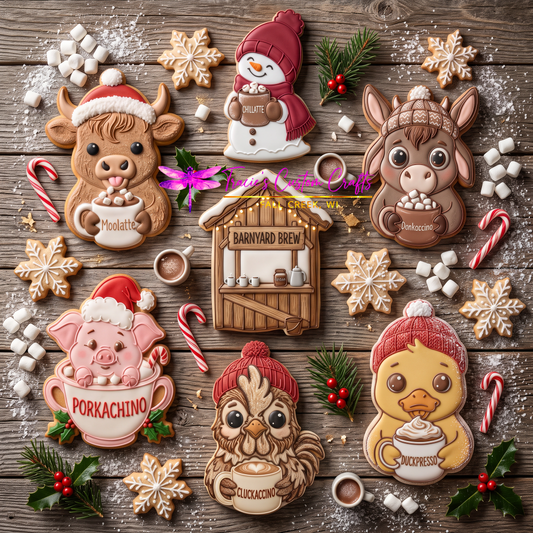 Barnyard Christmas -  Winter Treats Cookie Cutter & Stamp Set - A Rustic Holiday Collection