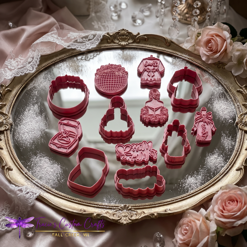 ⭐ Petals & Promises Cookie Cutters & Stamps – Modern Bridal Collection
