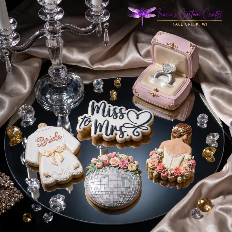 ⭐ Petals & Promises Cookie Cutters & Stamps – Modern Bridal Collection