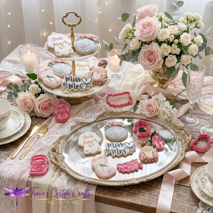 ⭐ Petals & Promises Cookie Cutters & Stamps – Modern Bridal Collection