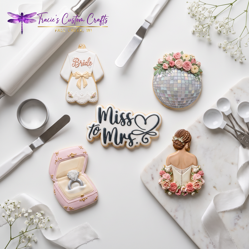 ⭐ Petals & Promises Cookie Cutters & Stamps – Modern Bridal Collection