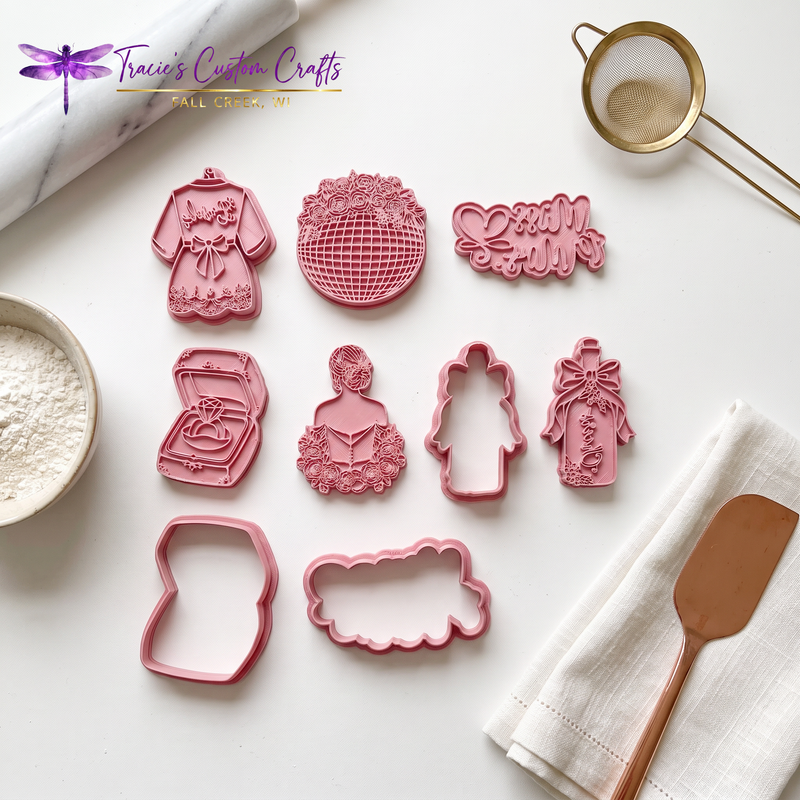 ⭐ Petals & Promises Cookie Cutters & Stamps – Modern Bridal Collection