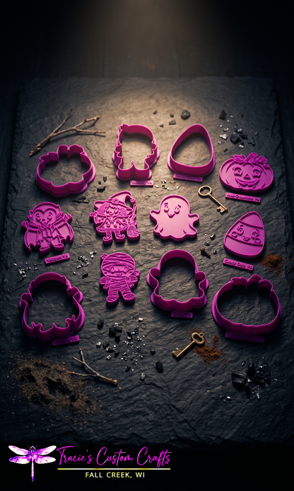 Cute Halloween Characters Cookie Cutter & Stamp Bundle - An adorable halloween collection