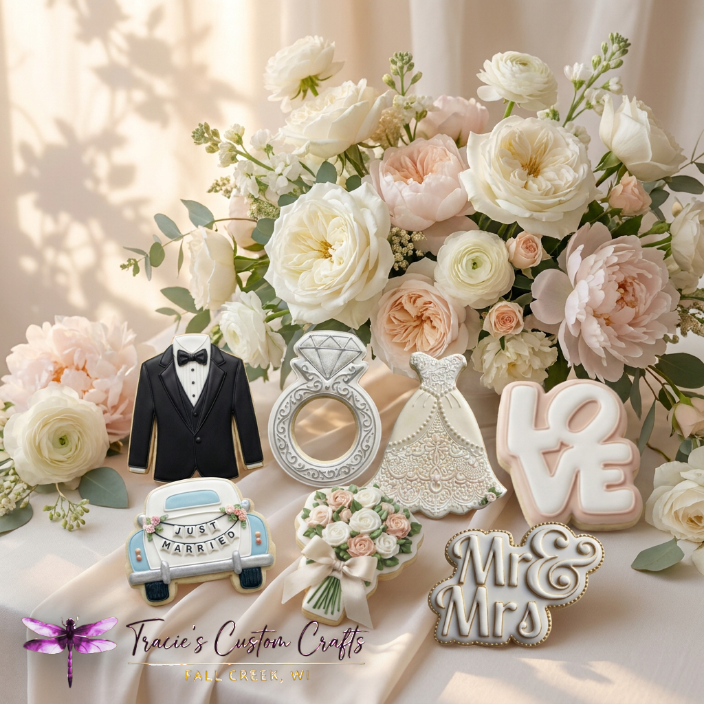 ⭐ Elegant Wedding Cookie Cutters & Stamps – Modern Bridal Celebration Collection