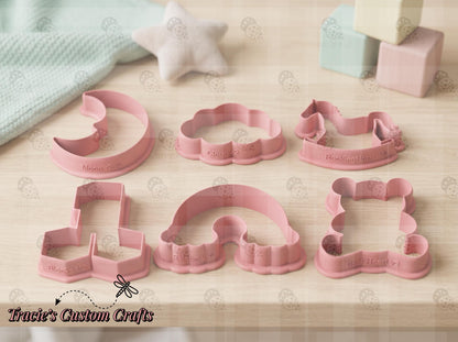 Baby Toy Cookie Cutters – Teddy Bear, Cloud, Rainbow, Moon, Rocking Horse, Blocks