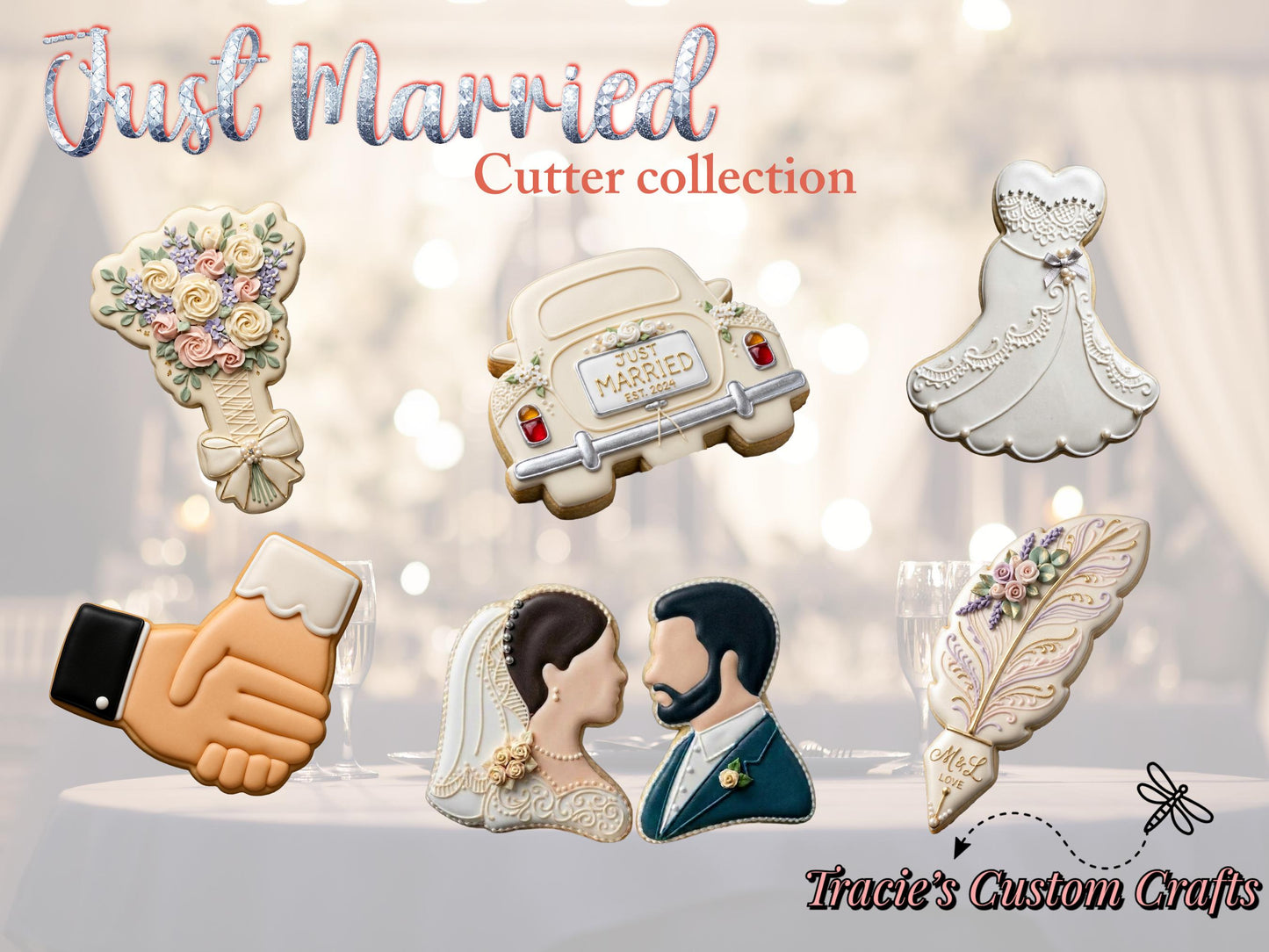 ⭐ Just Married Cookie Cutter Collection – Wedding & Newlywed Designs