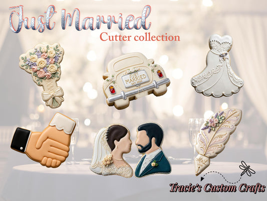 ⭐ Just Married Cookie Cutter Collection – Wedding & Newlywed Designs