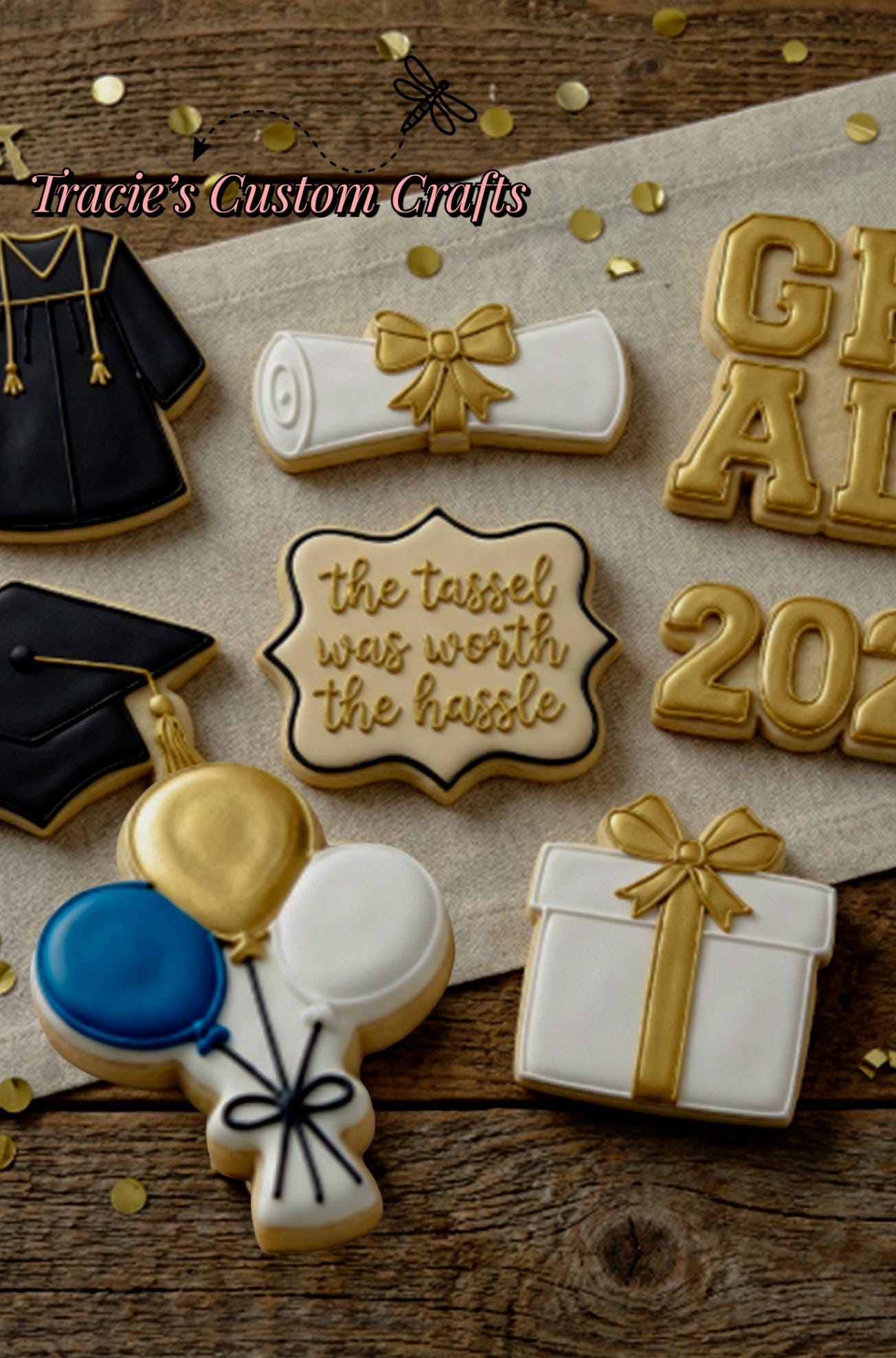 Class of 2026 Graduation Cookie Cutters – Gown, Cap, Balloons, Gift, Numbers