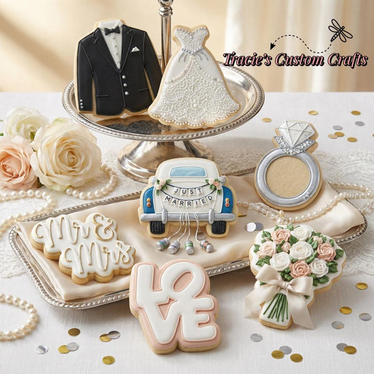 ⭐ Elegant Wedding Cookie Cutters & Stamps – Modern Bridal Celebration Collection