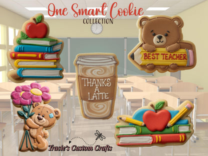 Teacher Appreciation Cookie Cutters – Books, Bear, Apple, Latte Shapes (PLA)