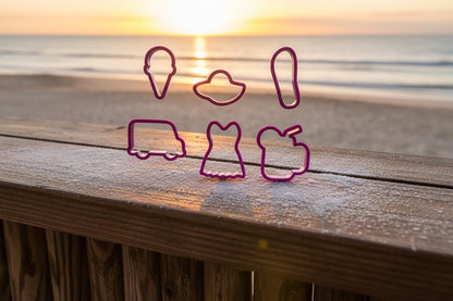 Sweet Summer Cookie Cutter Collection - Flip Flop, Ice Cream Cone, Beach Hat, Sun Dress, Sweet Tea, Ice Cream Truck (PLA)